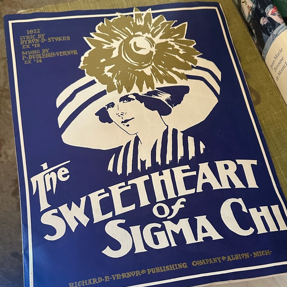 Vintage The sweetheart of Sigma Chi and blue/White Art Print-music sheet